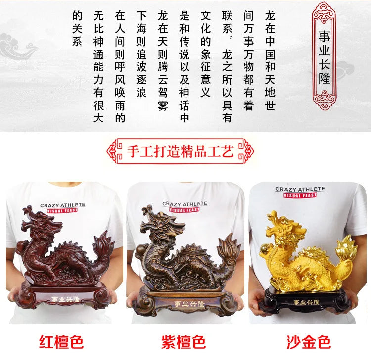 26CM Town house lucky dragon ornaments living room home decoration company opening gift resin Zodiac Feng Shui mascot wholesale