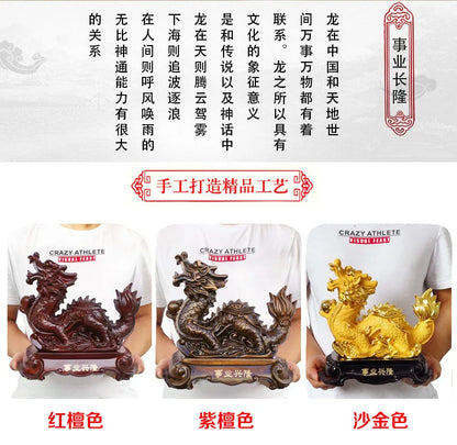 26CM Town house lucky dragon ornaments living room home decoration company opening gift resin Zodiac Feng Shui mascot wholesale
