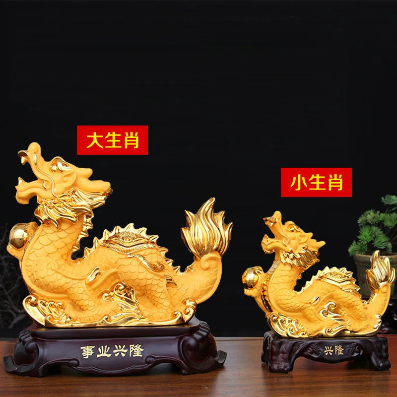 26CM Town house lucky dragon ornaments living room home decoration company opening gift resin Zodiac Feng Shui mascot wholesale
