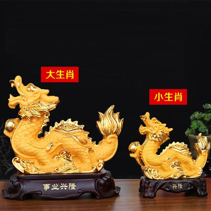 26CM Town house lucky dragon ornaments living room home decoration company opening gift resin Zodiac Feng Shui mascot wholesale