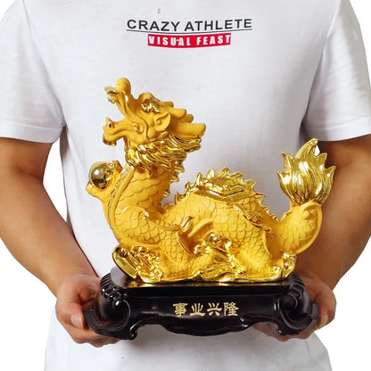 26CM Town house lucky dragon ornaments living room home decoration company opening gift resin Zodiac Feng Shui mascot wholesale