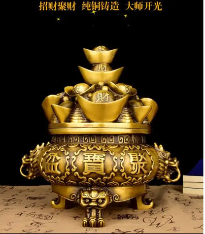 26CM # bless family Safety luck bring wealth Talisman # home FENG SHUI efficacious Protection  Cornucopia brass statue
