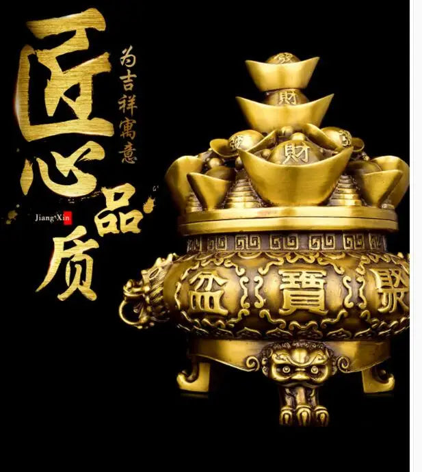 26CM # bless family Safety luck bring wealth Talisman # home FENG SHUI efficacious Protection  Cornucopia brass statue