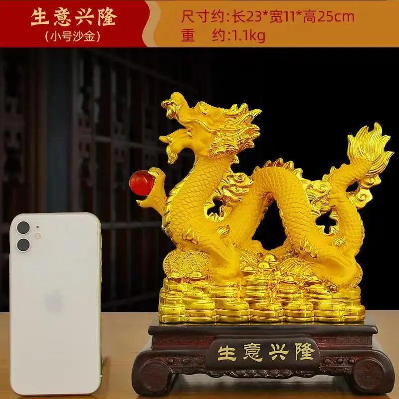 26cm Zodiac dragon ornament Resin dragon bead handicraft furnishing articles Prosperous home decoration mascot statue