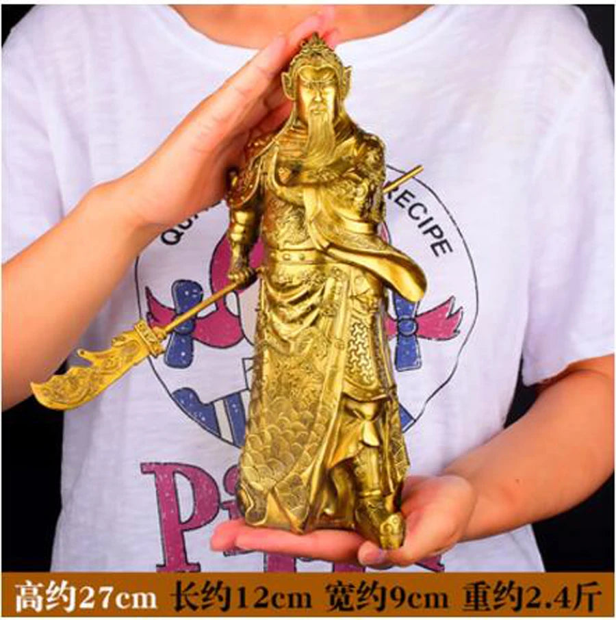 27 CM office home shop efficacious Protection Money Drawing Martial god of wealth guan gong Guandi FENG SHUI brass statue