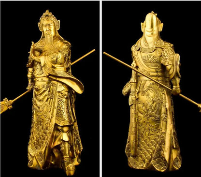 27 CM office home shop efficacious Protection Money Drawing Martial god of wealth guan gong Guandi FENG SHUI brass statue