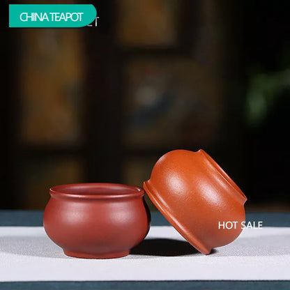 2 Pcs/set Authentic Yixing Handmade Purple Clay Teacup Travel Portable Meditation Cup Tea Bowl Master Cup Chinese Zisha Tea Set