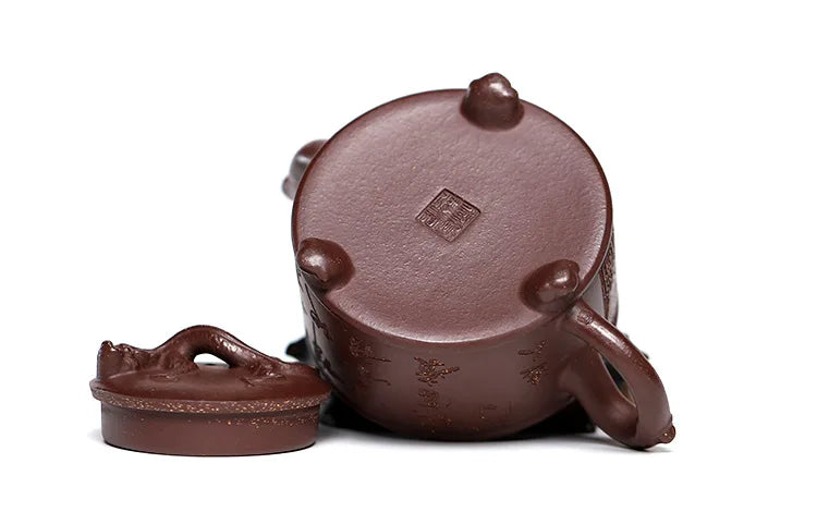 270cc China Jianshui Purple Clay Not Yixing Ceramic Handmade  Dragon Carving Teapot Kettle Porcelain Kung Fu Tea Set Drinkware