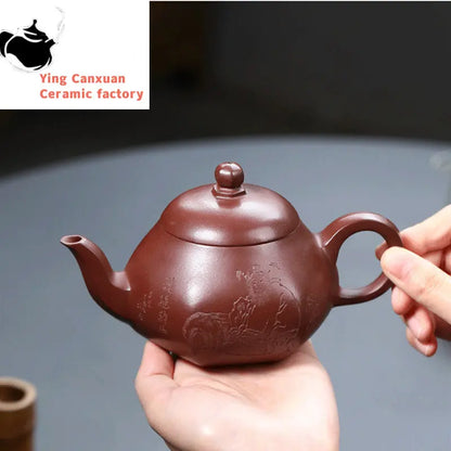 270ml Chinese Yixing Purple Clay Teapots Handmade Tea Pot Raw Ore Dragon Blood Sand Kettle High-end Zisha Tea Set Collection