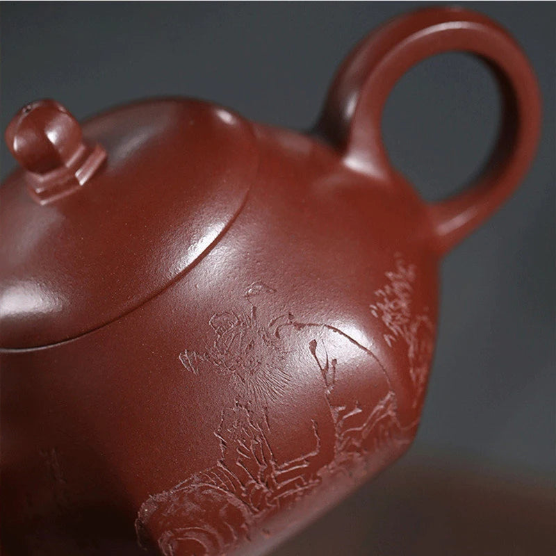 270ml Chinese Yixing Purple Clay Teapots Handmade Tea Pot Raw Ore Dragon Blood Sand Kettle High-end Zisha Tea Set Collection