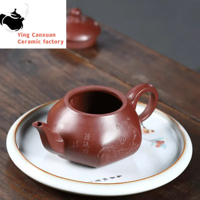 270ml Chinese Yixing Purple Clay Teapots Handmade Tea Pot Raw Ore Dragon Blood Sand Kettle High-end Zisha Tea Set Collection