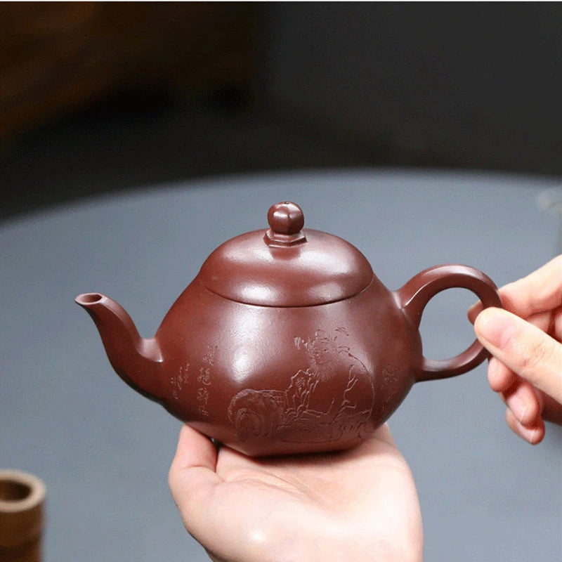 270ml Chinese Yixing Purple Clay Teapots Handmade Tea Pot Raw Ore Dragon Blood Sand Kettle High-end Zisha Tea Set Collection