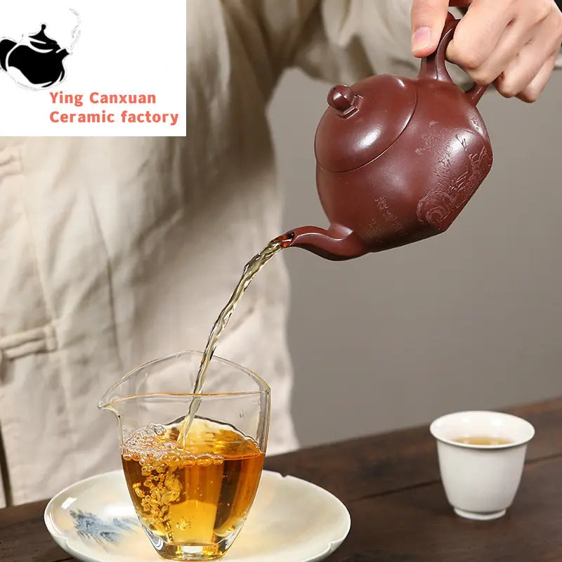 270ml Chinese Yixing Purple Clay Teapots Handmade Tea Pot Raw Ore Dragon Blood Sand Kettle High-end Zisha Tea Set Collection