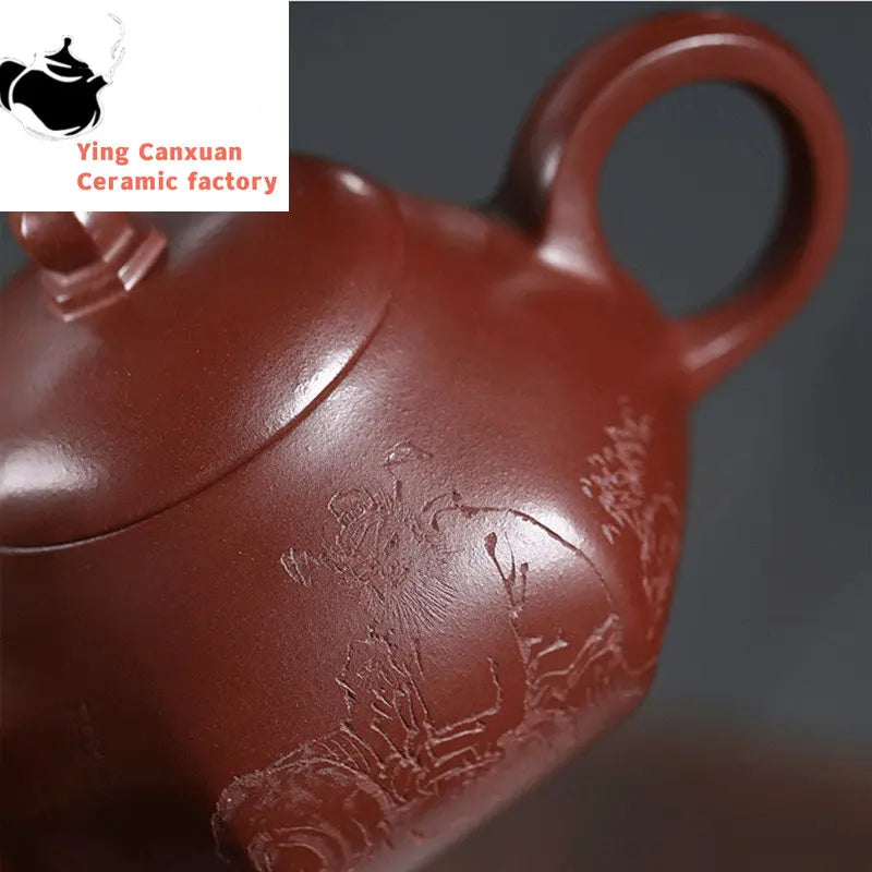 270ml Chinese Yixing Purple Clay Teapots Handmade Tea Pot Raw Ore Dragon Blood Sand Kettle High-end Zisha Tea Set Collection