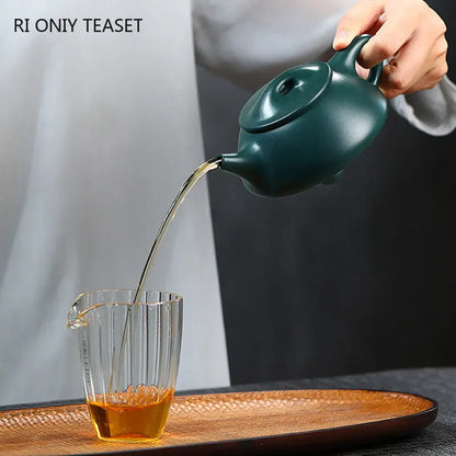 270ml High-end Yixing Purple Clay Teapot Famous Handmade Tea Pot Collection Raw Ore Dark Green Clay Kettle Chinese Zisha Tea Set