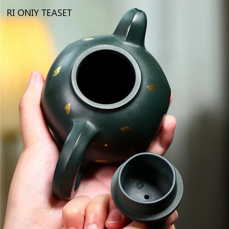 270ml High-end Yixing Purple Clay Teapot Handmade Tea Pot Raw Ore Dark Green Mud Kettle Chinese Zisha Tea Set Collection