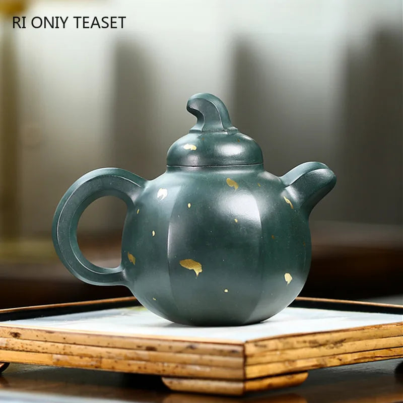 270ml High-end Yixing Purple Clay Teapot Handmade Tea Pot Raw Ore Dark Green Mud Kettle Chinese Zisha Tea Set Collection