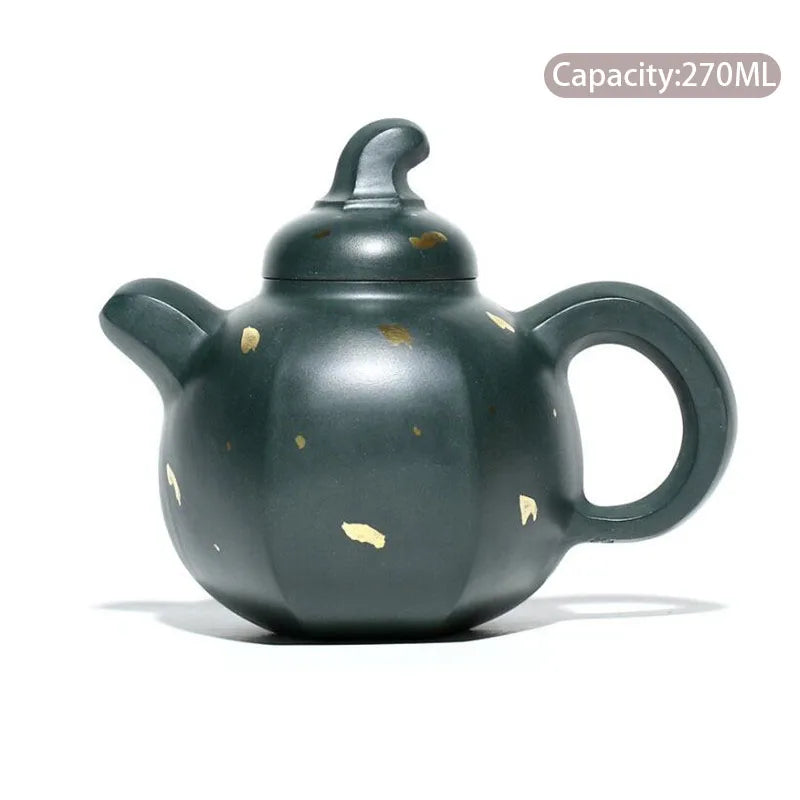 270ml High-end Yixing Purple Clay Teapot Handmade Tea Pot Raw Ore Dark Green Mud Kettle Chinese Zisha Tea Set Collection