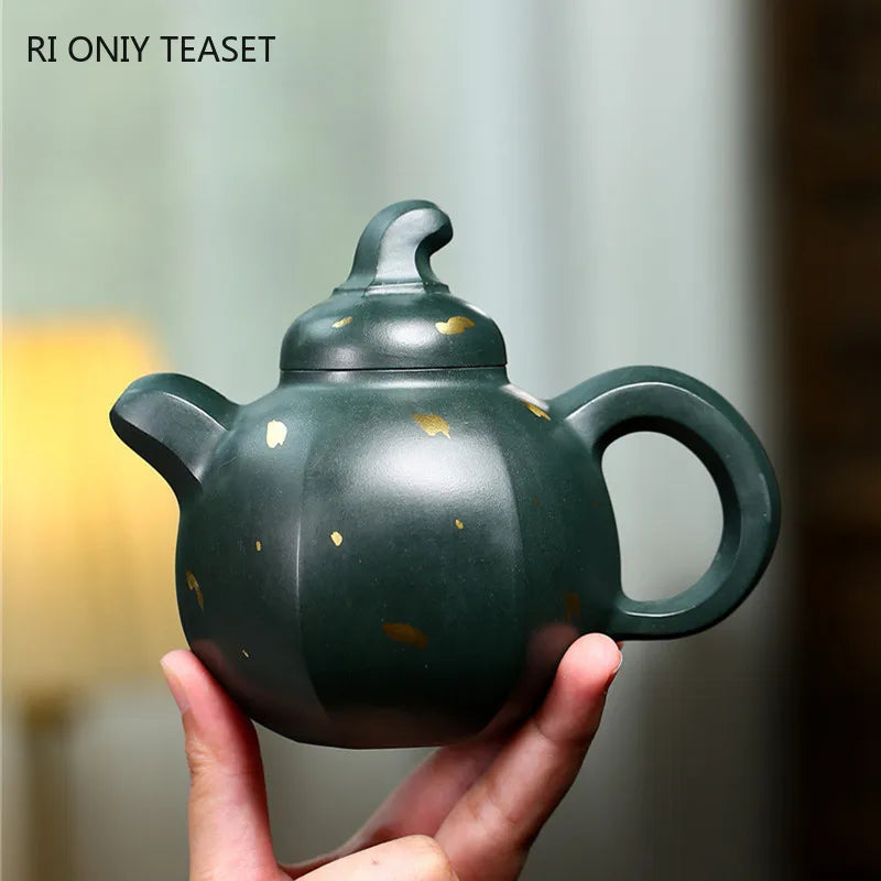 270ml High-end Yixing Purple Clay Teapot Handmade Tea Pot Raw Ore Dark Green Mud Kettle Chinese Zisha Tea Set Collection