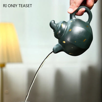 270ml High-end Yixing Purple Clay Teapot Handmade Tea Pot Raw Ore Dark Green Mud Kettle Chinese Zisha Tea Set Collection
