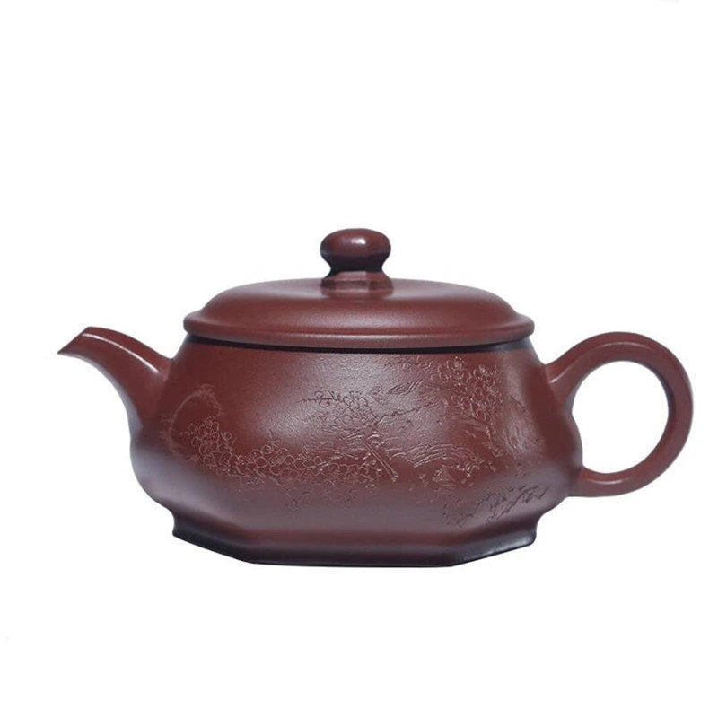 270ml Yixing High-end Purple Clay Teapots Famous Handmade Hexagonal Tea Pot Raw Ore Purple Mud Kettle Chinese Zisha Tea Set