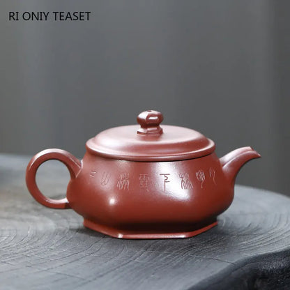 270ml Yixing High-end Purple Clay Teapots Famous Handmade Hexagonal Tea Pot Raw Ore Purple Mud Kettle Chinese Zisha Tea Set