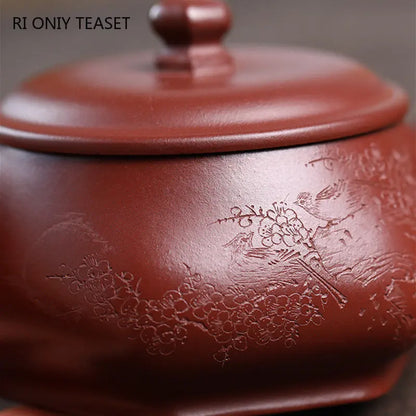 270ml Yixing High-end Purple Clay Teapots Famous Handmade Hexagonal Tea Pot Raw Ore Purple Mud Kettle Chinese Zisha Tea Set