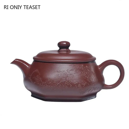 270ml Yixing High-end Purple Clay Teapots Famous Handmade Hexagonal Tea Pot Raw Ore Purple Mud Kettle Chinese Zisha Tea Set