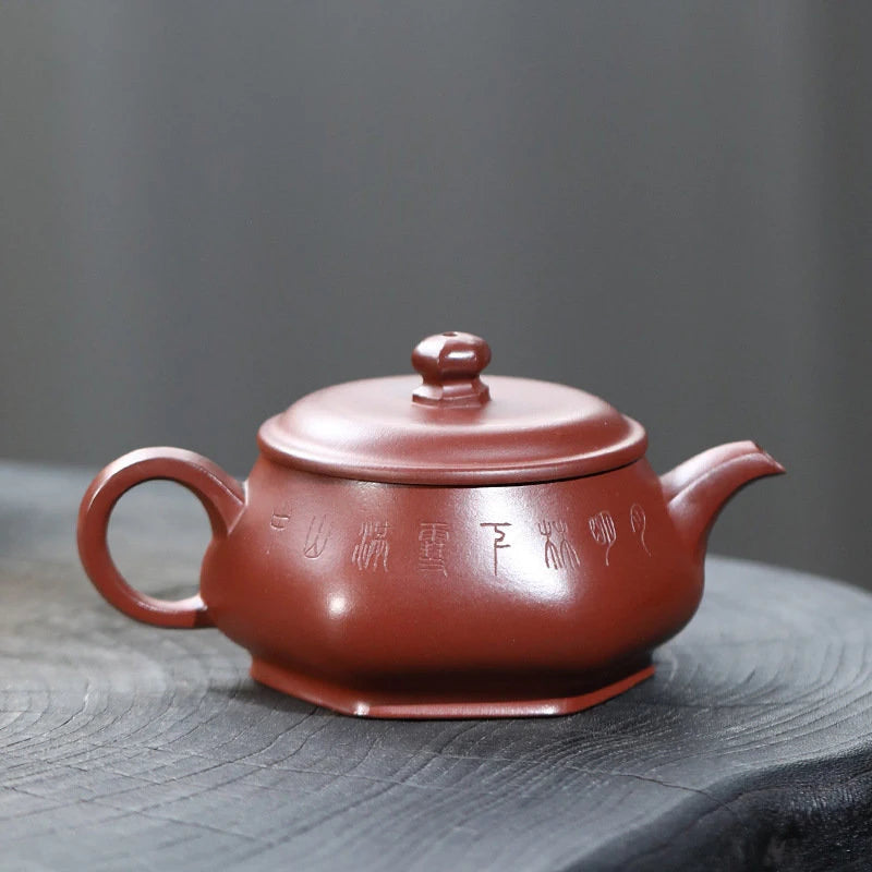 270ml Yixing High-end Purple Clay Teapots Famous Handmade Hexagonal Tea Pot Raw Ore Purple Mud Kettle Chinese Zisha Tea Set