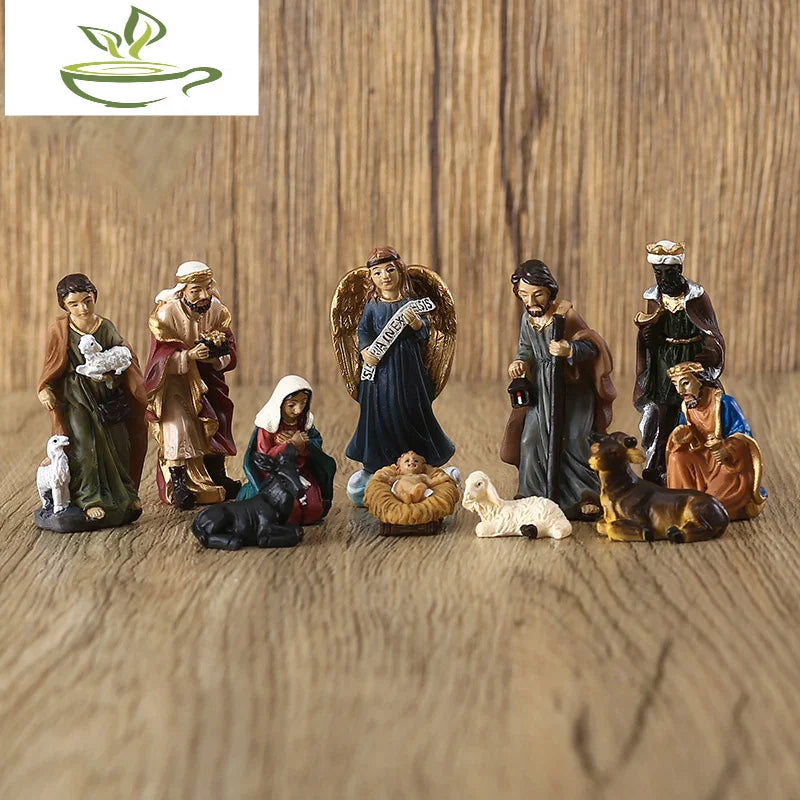 Christmas Religious Jesus Born Gift Volin Crafts Home Decoration Figurines Cute Room Decor Nordic Retro Luxury Statue Halloween