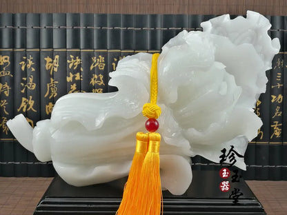27CM GOOD FENG SHUI office home efficacious FENG SHUI Talisman Protection Money Drawing BAI CAI white jade Sculpture ART