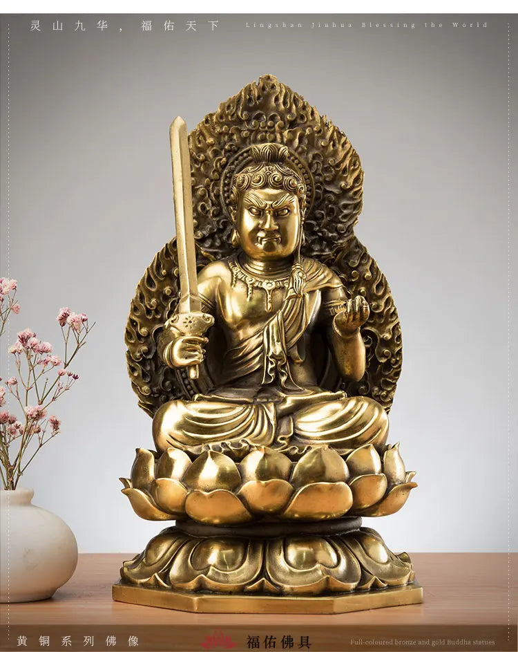 27CM large Acalanatha Almighty God buddha # Home family Lobby hall Temple Effective protection FENG SHUI brass buddha statue