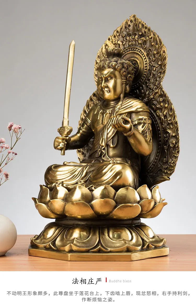 27CM large Acalanatha Almighty God buddha # Home family Lobby hall Temple Effective protection FENG SHUI brass buddha statue