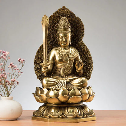 27CM large Bodhisattva Akashagarbha buddha # Home family Lobby hall Temple Effective protection FENG SHUI brass buddha statue