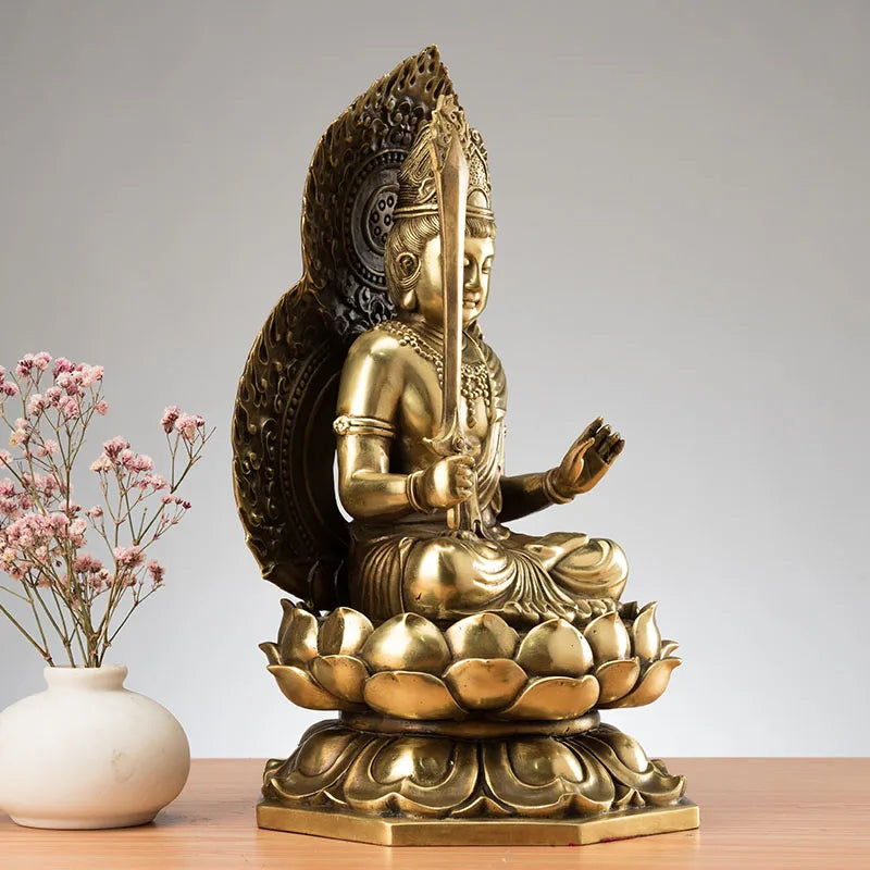 27CM large Bodhisattva Akashagarbha buddha # Home family Lobby hall Temple Effective protection FENG SHUI brass buddha statue