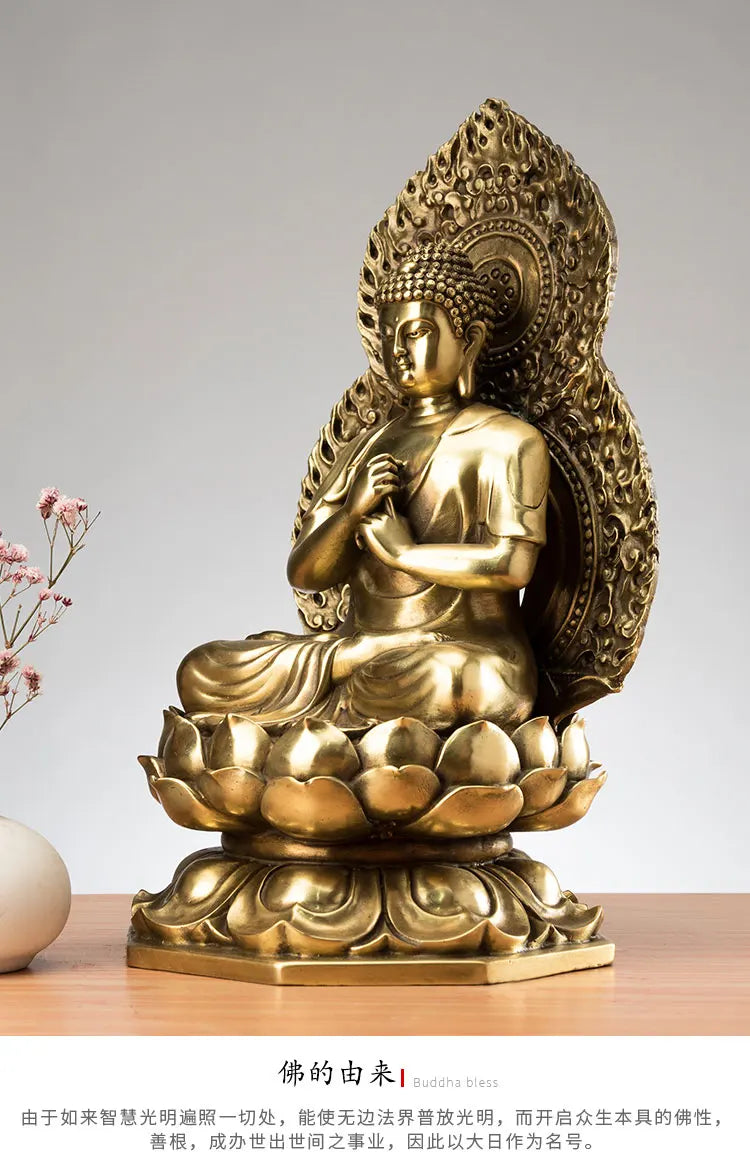 27CM large buddha # Home family Lobby hall Company Temple Effective protection Tathagata Almighty Buddha FENG SHUI brass statue