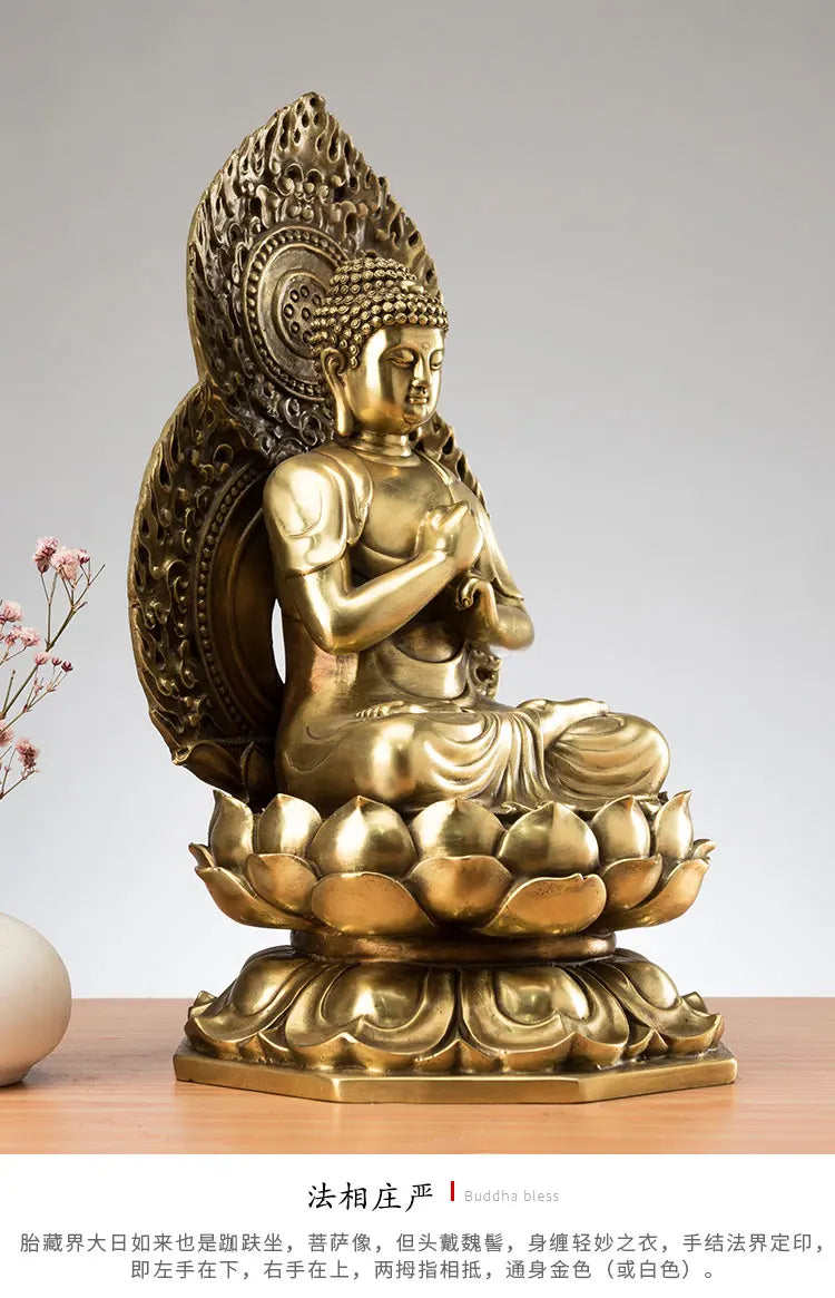 27CM large buddha # Home family Lobby hall Company Temple Effective protection Tathagata Almighty Buddha FENG SHUI brass statue