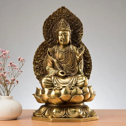 27CM large the Bodhisattva Manjusri buddha # Home family Lobby hall Temple Effective protection FENG SHUI brass buddha statue