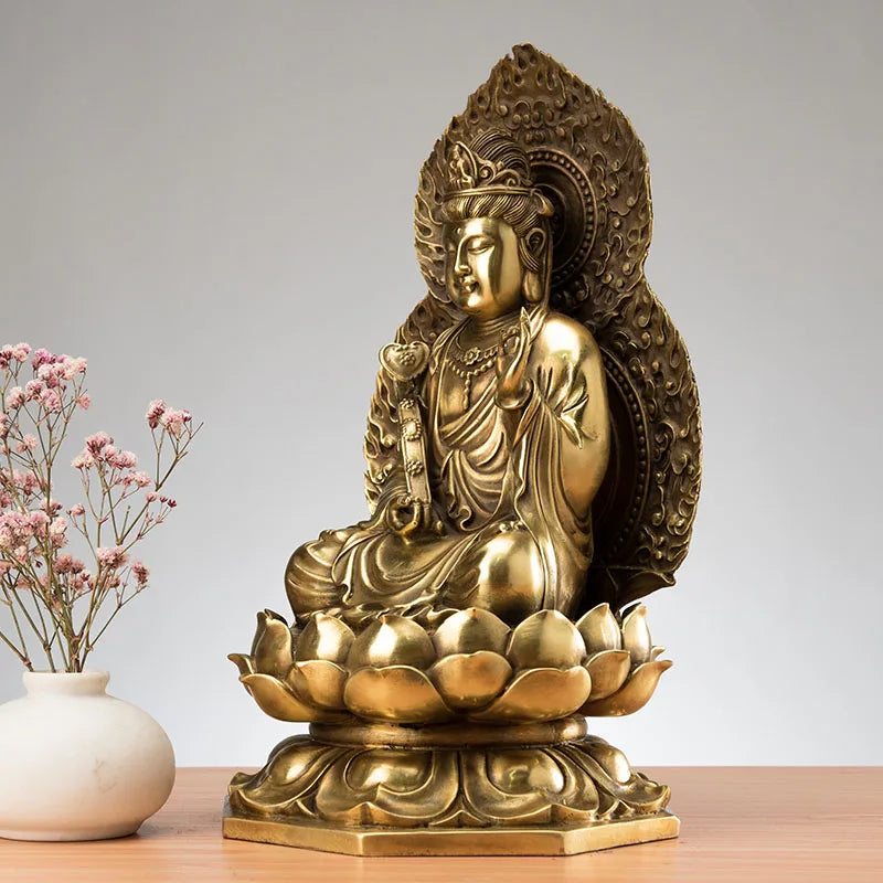 27CM large the Bodhisattva Manjusri buddha # Home family Lobby hall Temple Effective protection FENG SHUI brass buddha statue