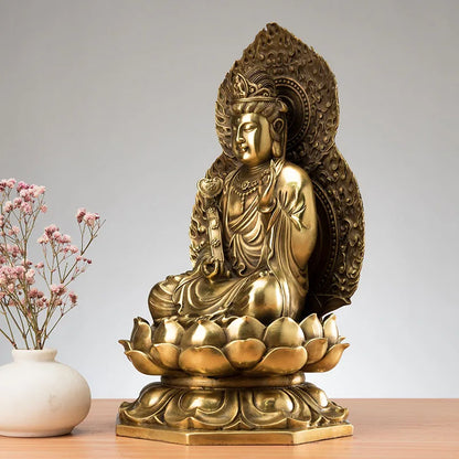 27CM large the Bodhisattva Manjusri buddha # Home family Lobby hall Temple Effective protection FENG SHUI brass buddha statue