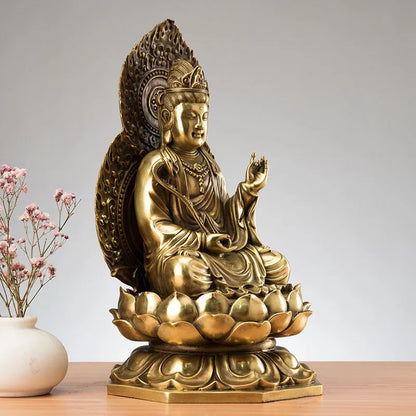 27CM large the Bodhisattva Manjusri buddha # Home family Lobby hall Temple Effective protection FENG SHUI brass buddha statue