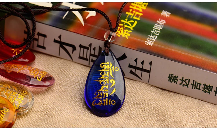 27PCS Wholesale Buddhist supplies Tibetan Buddhism efficacious bless  Six Character Great Bright Mantra crystal talisman Pendant