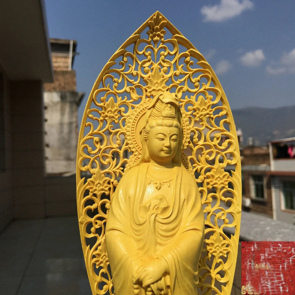 27cm High grade wooden Buddha Sculpture Buddhism Guan yin Avalokitesvara Buddha statue HOME family safety health protection
