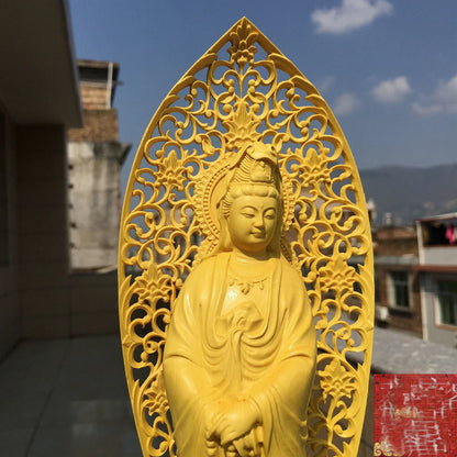 27cm High grade wooden Buddha Sculpture Buddhism Guan yin Avalokitesvara Buddha statue HOME family safety health protection