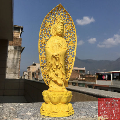 27cm High grade wooden Buddha Sculpture Buddhism Guan yin Avalokitesvara Buddha statue HOME family safety health protection