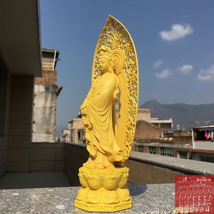 27cm High grade wooden Buddha Sculpture Buddhism Guan yin Avalokitesvara Buddha statue HOME family safety health protection