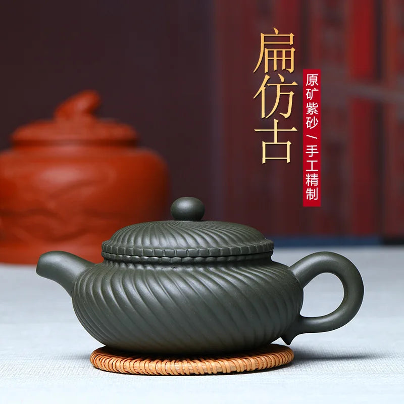 280cc China Yixing Purple Clay Teapot Pure Handmade Teaware Set Household Teapot Trivets Tableware Set Kitchen Kunggu Teaports