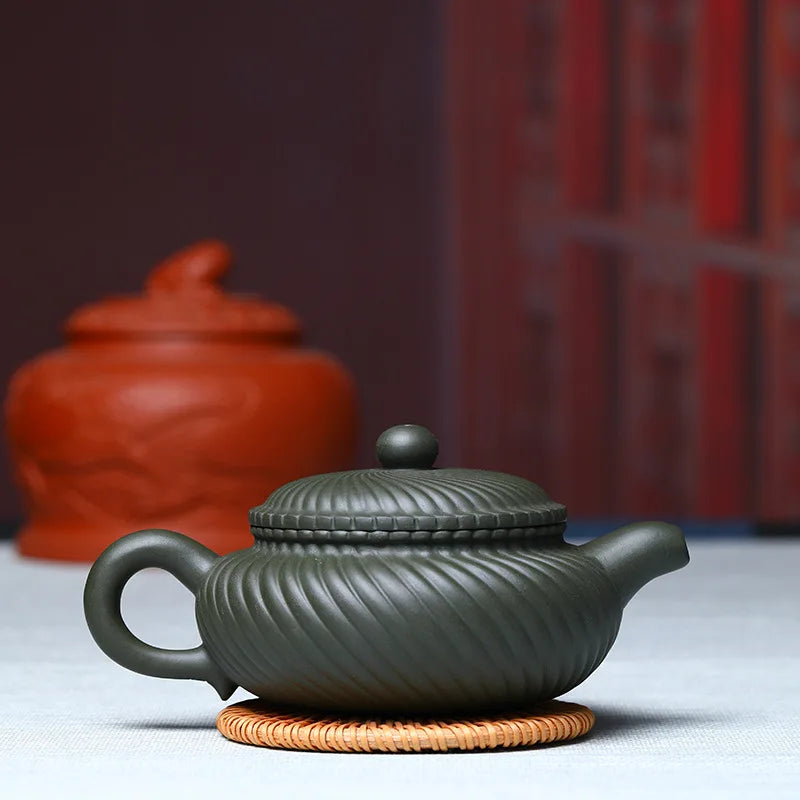 280cc China Yixing Purple Clay Teapot Pure Handmade Teaware Set Household Teapot Trivets Tableware Set Kitchen Kunggu Teaports