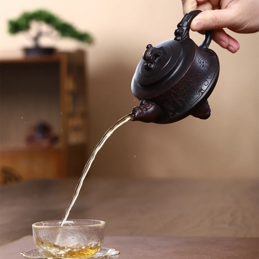 280cc Yixing Handmade Purple Clay Teapot Hand Painted TeaSet Cup Drinking Utensil Kettle Tea Ceremony Gifts