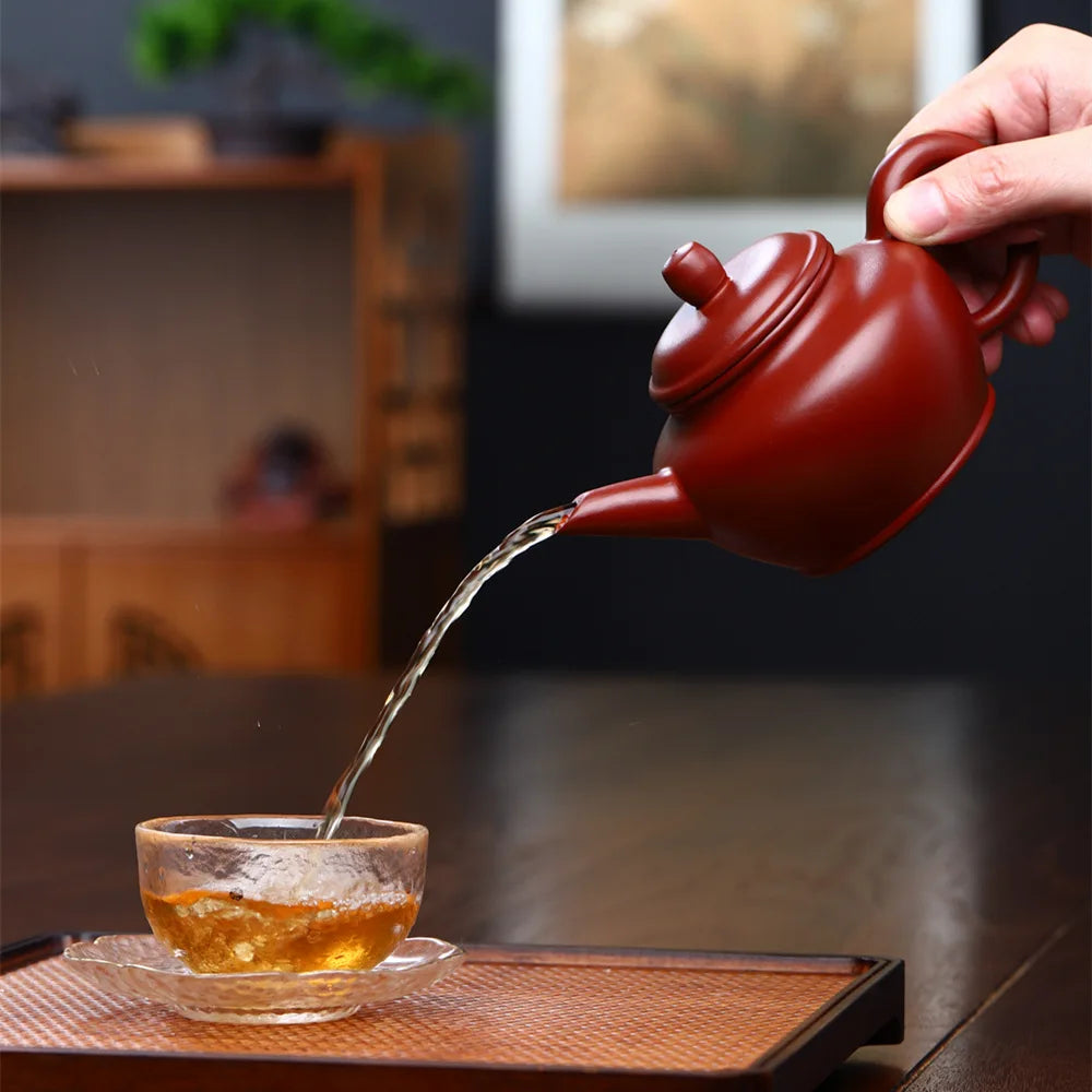 280cc Yixing teapot handmade shuiping pot raw ore Dahongpao purple clay pot Kung fu tea set home brewing teapot